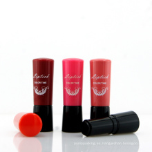 P111 4.3g Bajo MOQ en stock listo para enviar tubo de lápiz labial redondo rojo oscuro de color rosa oscuro de alta calidad